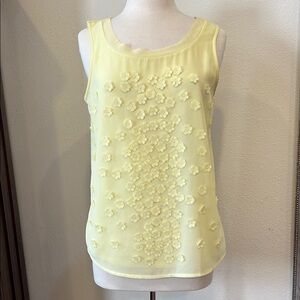 Yellow Floral Embellished Sleeveless Top